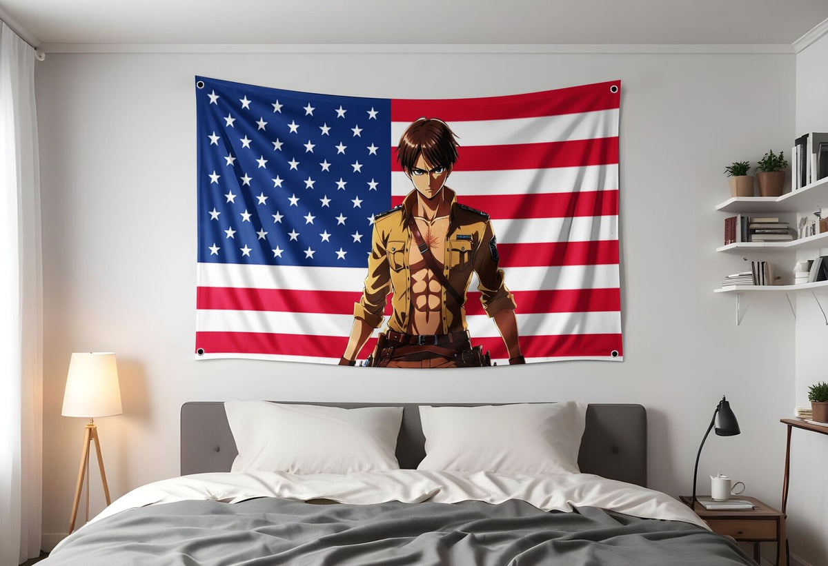 Attack on Titan Flag | Eren Yeager Flag | 3x5ft Anime Flag Tapestry