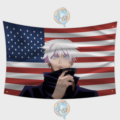 Satoru Gojo American Flag | Custom 3x5 Feet Anime Tapestry Design