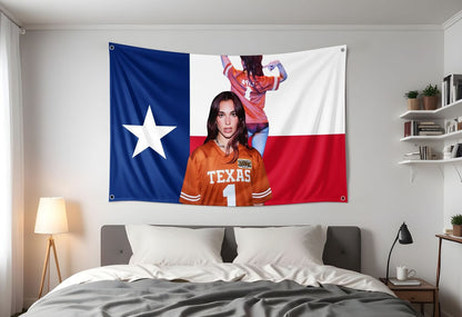  Dua Lipa Mirrored Texas Flag  Hot Sexy Tapestry 3x5ft For Dorm Rooms
