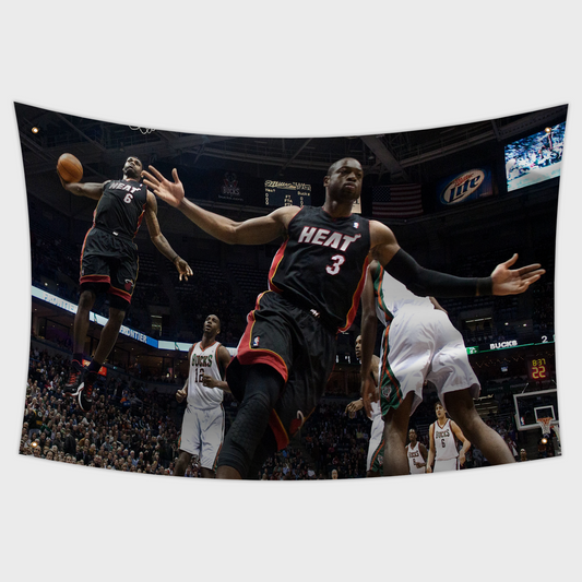 Lebron James & Dwayne Wade Flag | Custom 3x5 Feet Sports Tapestry Design