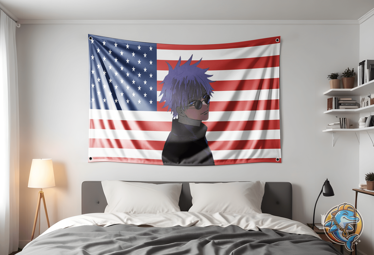 Satoro Gojo Flag | Jujutsu Kaisen Anime Tapestry | Anime Flag College 3x5 Decor