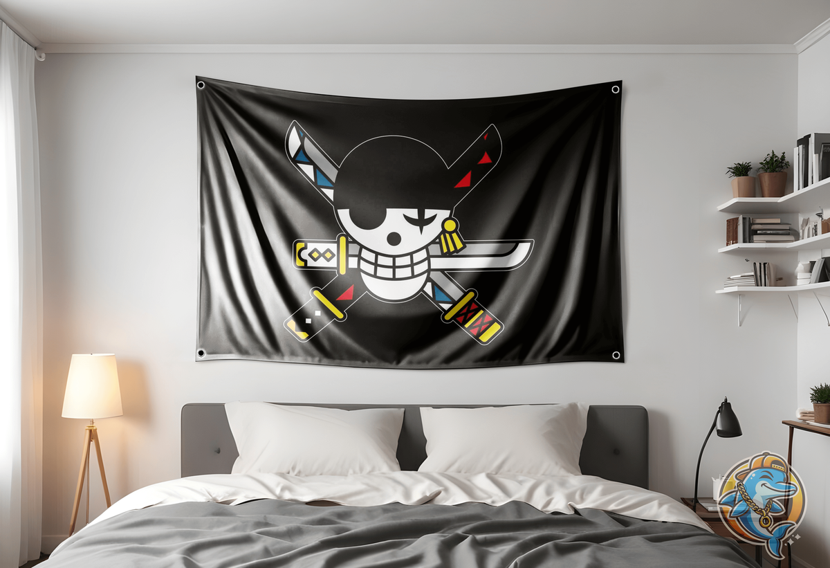 Zoro Jolly Roger Flag 3x5ft One Piece  Anime Flag Tapestry