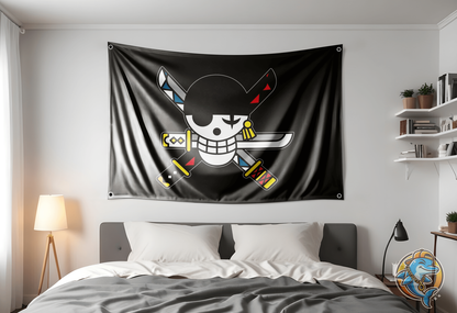 Zoro Jolly Roger Flag 3x5ft One Piece  Anime Flag Tapestry