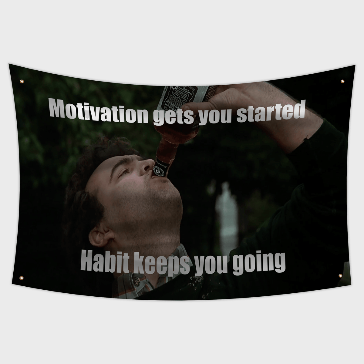 Drinking Meme Flag with a man drinking bottoms up, straight out of bottle
