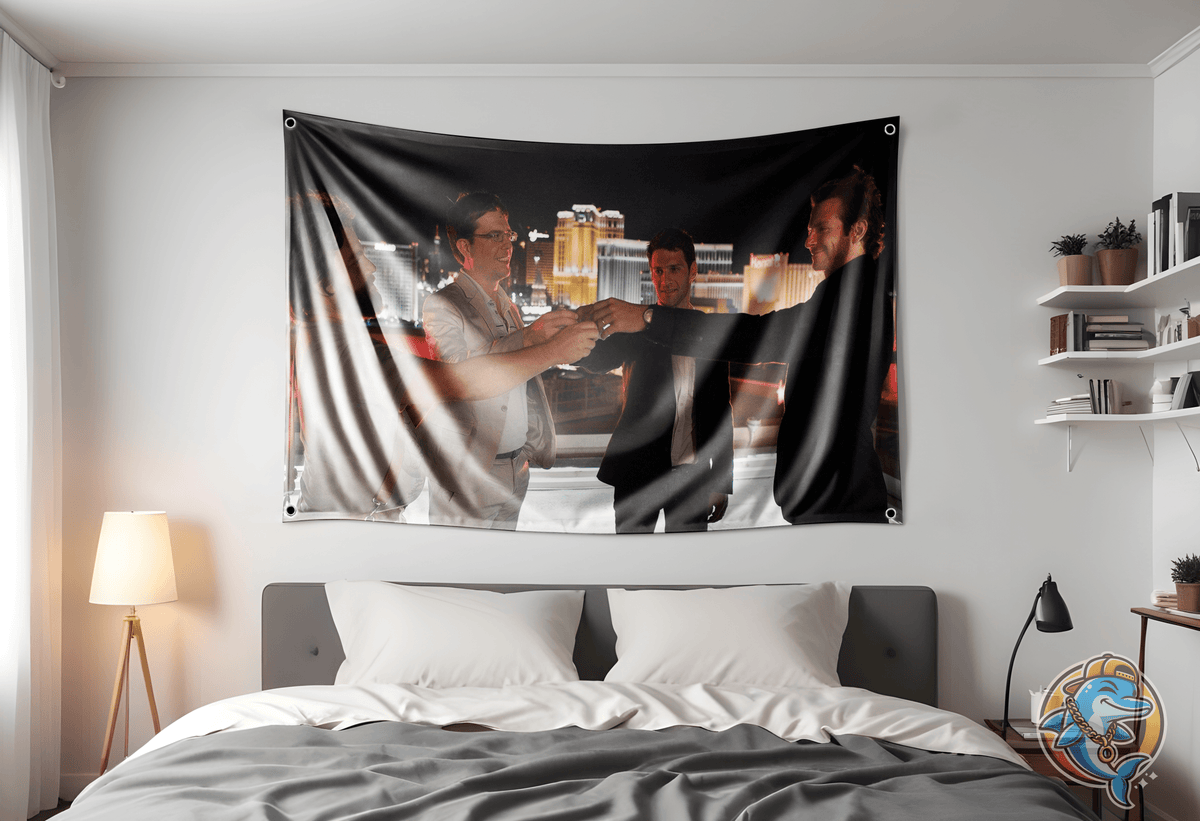 Hangover Cheers Scene Flag  Hung Up In A Dorm Room