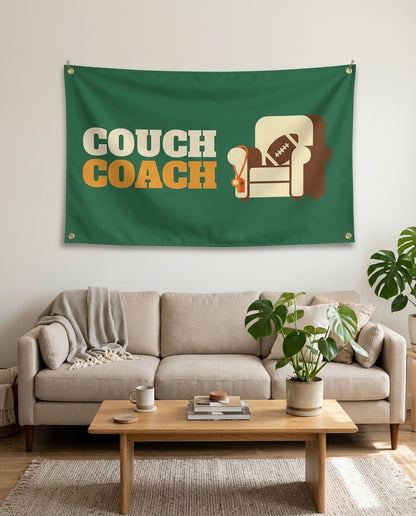 Couch Coach flag used as living room wall decor