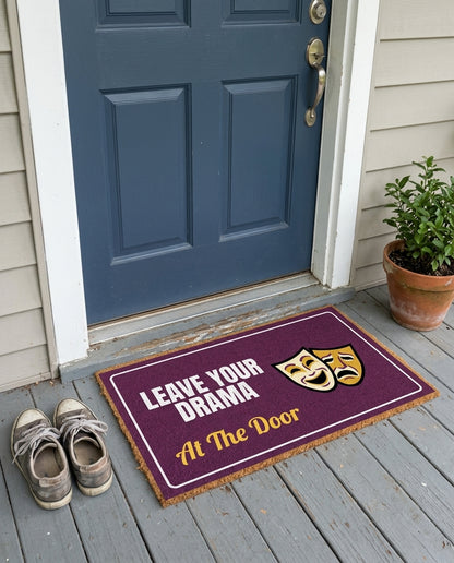 Leave Your Drama At The Door funny doormat on a front porch