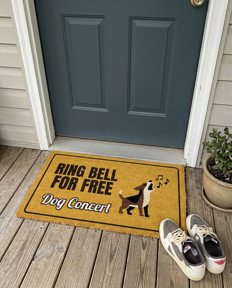 Ring Bell For Dog Concert funny dog doormat on a front porch