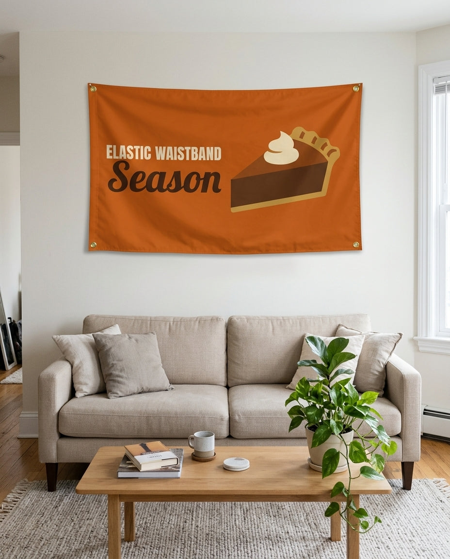 Elastic Waistband Season flag used as living room wall decor