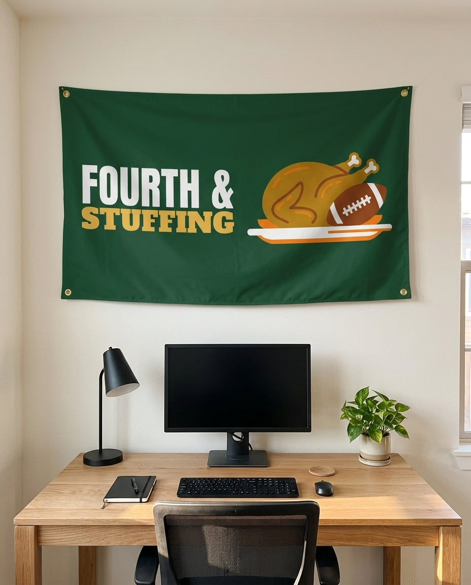 Fourth And Stuffing 3x5 flag on a home office wall