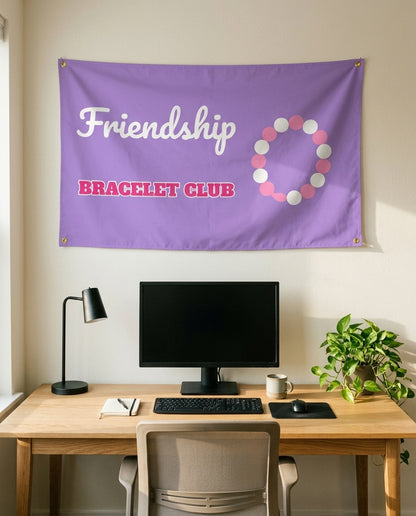 Friendship Bracelet Club 3x5 flag on a home office wall