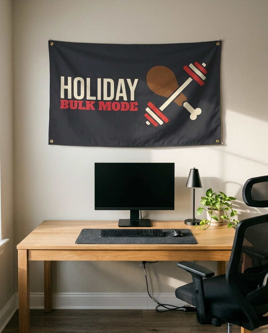 Holiday Bulk Mode 3x5 flag on a home office wall