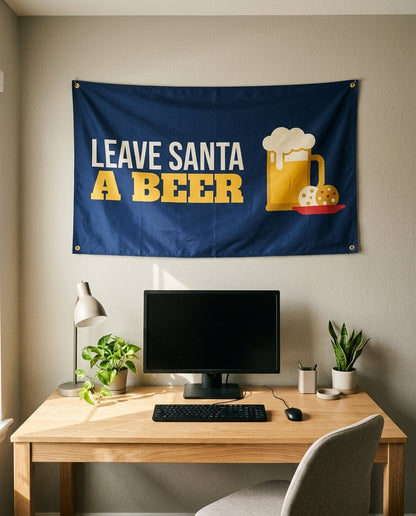 Leave Santa A Beer 3x5 flag on a home office wall