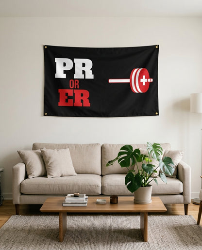 PR Or ER flag used as living room wall decor