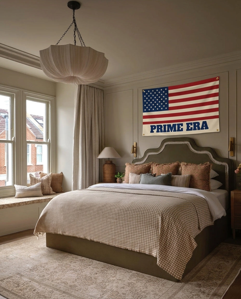 Best Era Yet 4th of July wall flag hanging in a bedroom