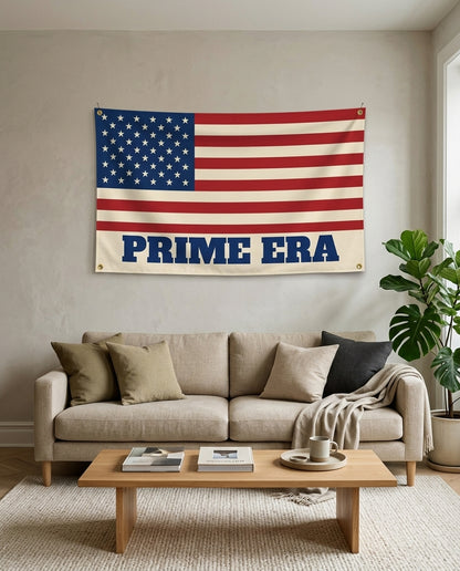 Best Era Yet flag used as living room wall decor