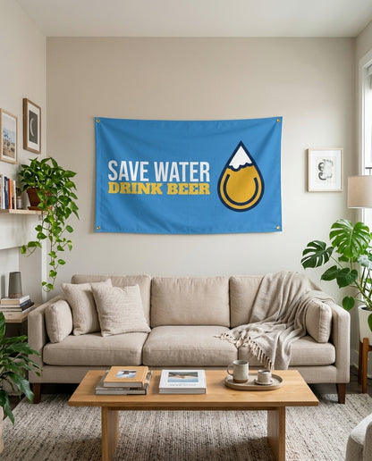 Save Water Drink Beer flag used as living room wall decor